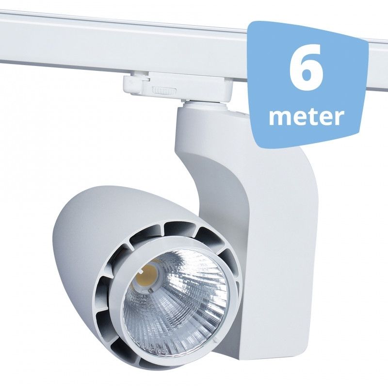 6 Spots led couleur blanc sur rail 6 metres` : Spots